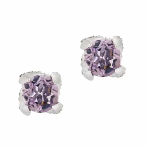 Sterling Silver 3.7Ct. Tgw Amethyst And Cz Stud Earrings