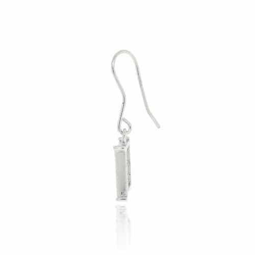 Sterling Silver Cz Micro Pave Square Dangle Earrings