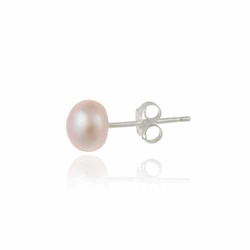 Sterling Silver Freshwater Cultured 7-7.5Mm Pink Pearl Stud Earrings