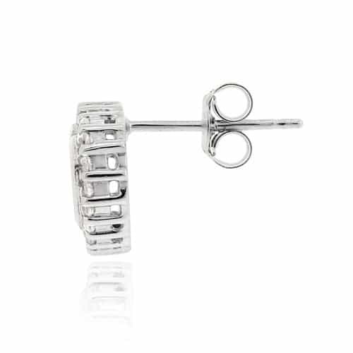 Sterling Silver Cz Heart Stud Earrings