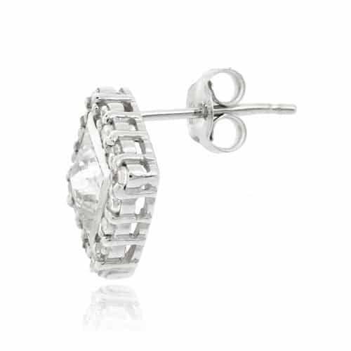Sterling Silver Cz Princess Cut Stud Earrings