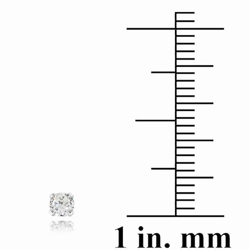 Sterling Silver 1/5 Ct Cz Stud Earrings, 3Mm