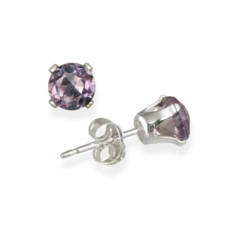 Sterling Silver 4/5Ct Amethyst Stud Earrings, 5Mm