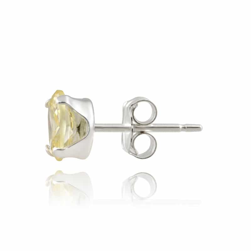 Sterling Silver Yellow Cz 6X4mm Oval Stud Earrings
