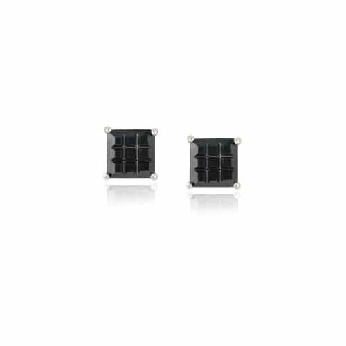 Sterling Silver Black Cz Checkerboard 5Mm Stud Earrings