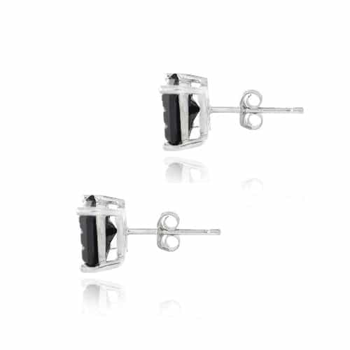 Sterling Silver Black Cz Checkerboard 6Mm Stud Earrings