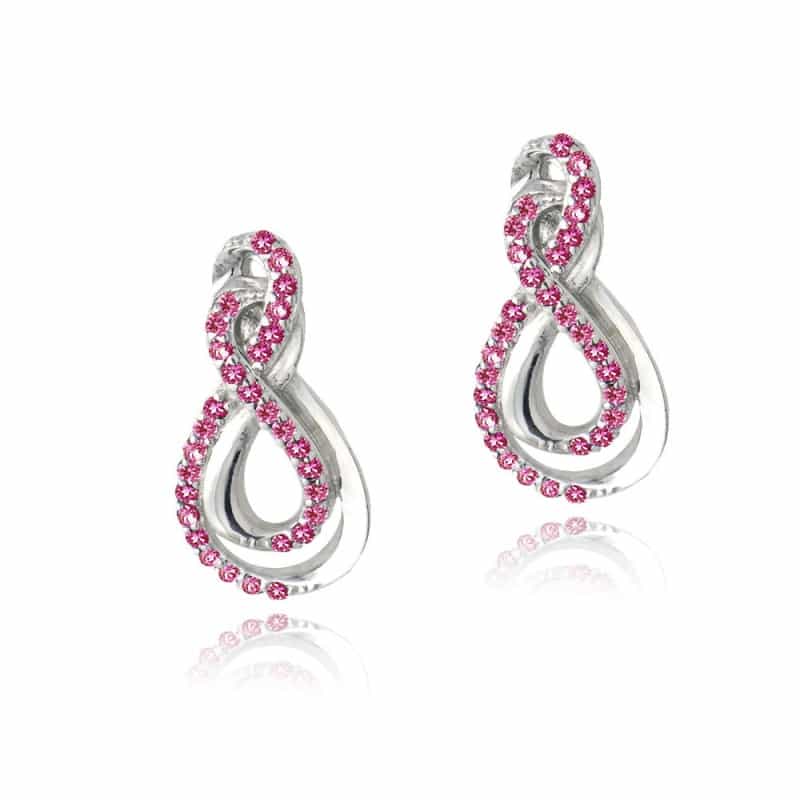 Sterling Silver Created Ruby Intertwined Infinity Earrings