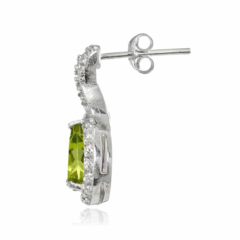 Sterling Silver Peridot And White Topaz X And Teardrop Earrings