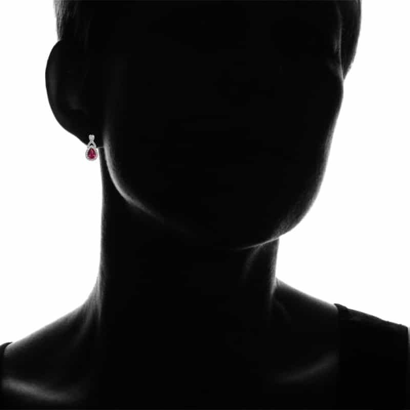 Sterling Silver Created Ruby And White Topaz X And Teardrop Earrings