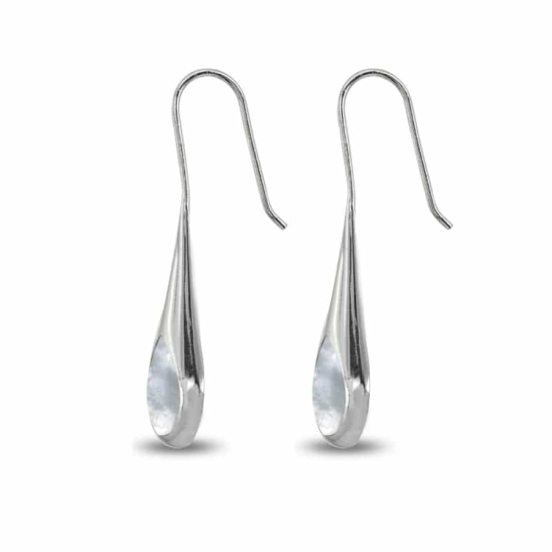 Sterling Silver Mother Of Pearl Long Pear Shape Drop Earrings