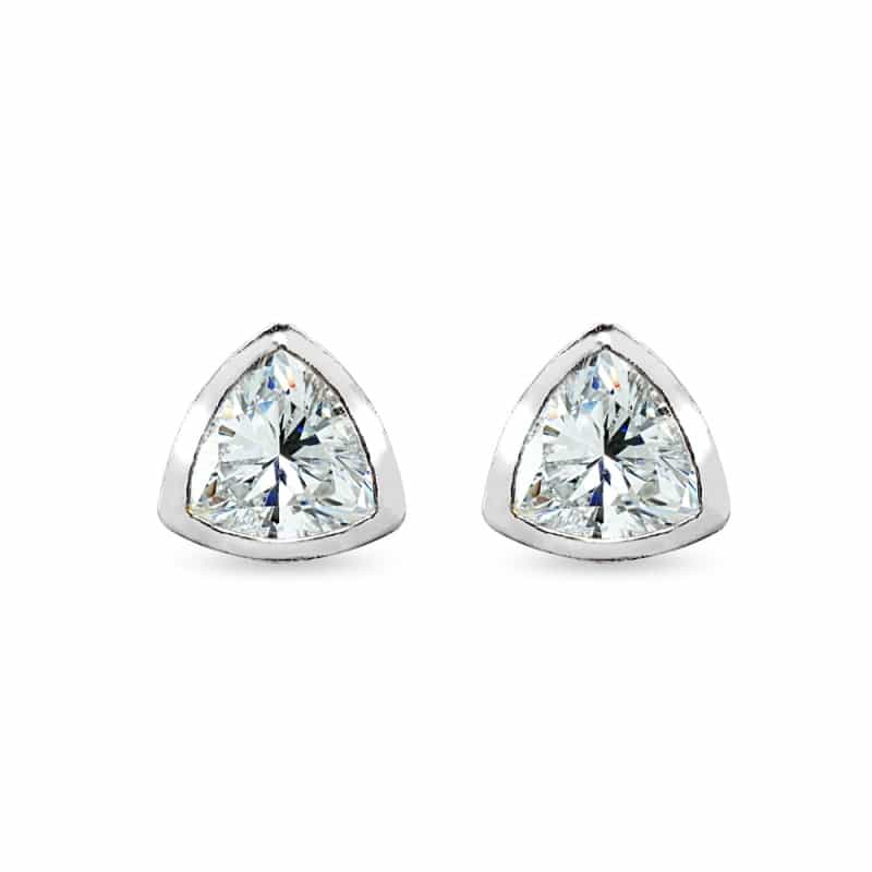 Sterling Silver 7Mm Trillion-Cut Bezel-Set Solitaire Stud Earrings Made With Swarovski Zirconia