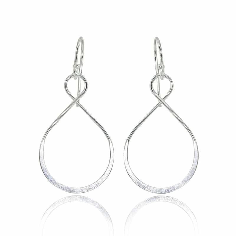 Sterling Silver Polished Infinity Symbol Teardrop Shape Dangle Earrings