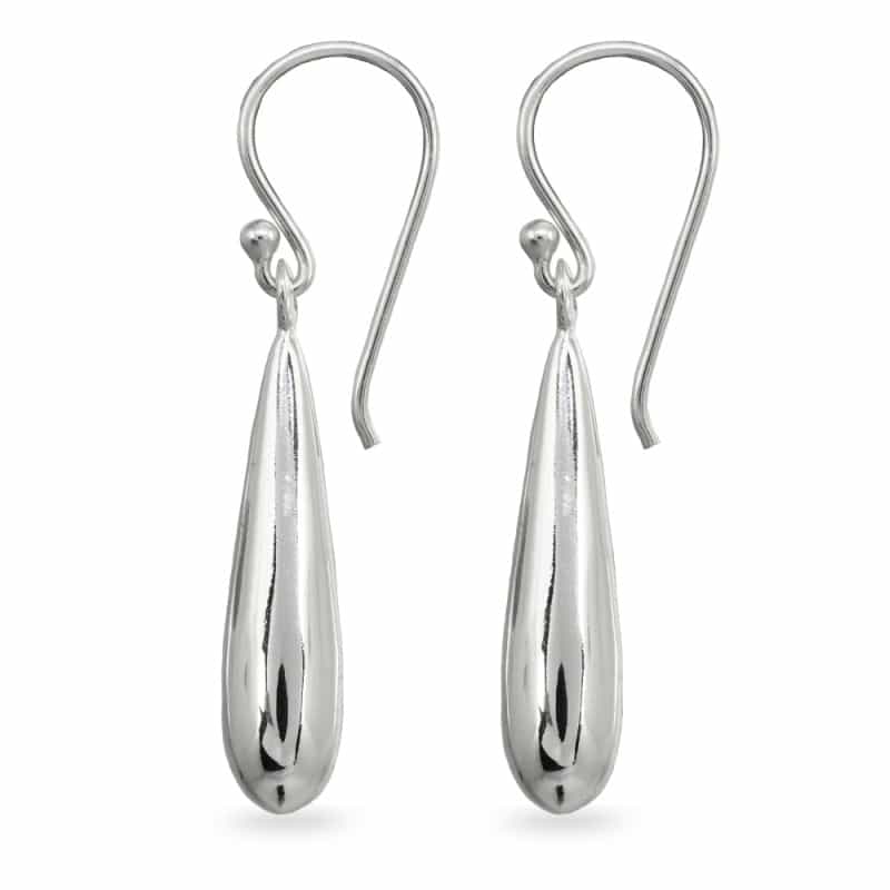 Sterling Silver Polished Teardrop Dangle Drop Earrings