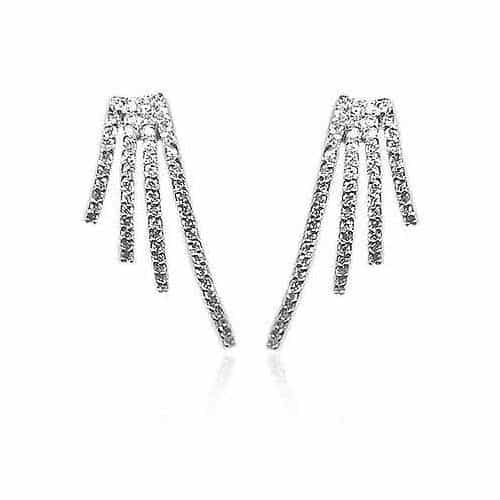 Sterling Silver Cz Delicate Graduating Strands Earrings
