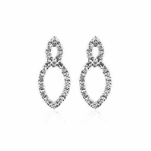 Sterling Silver Cz Double Marquise Earrings