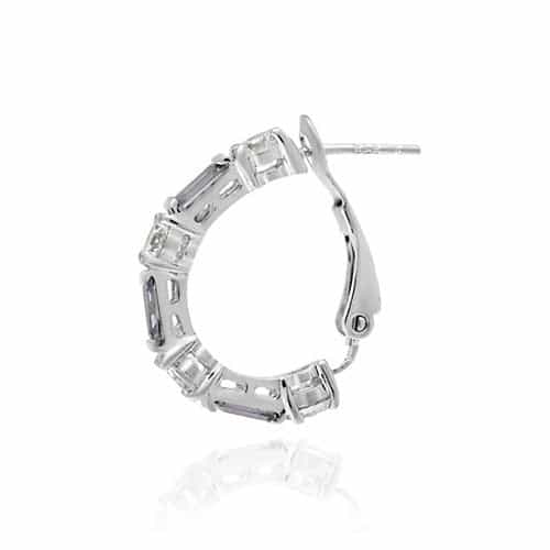 Sterling Silver Amethyst & White Cz Hoop Earrings