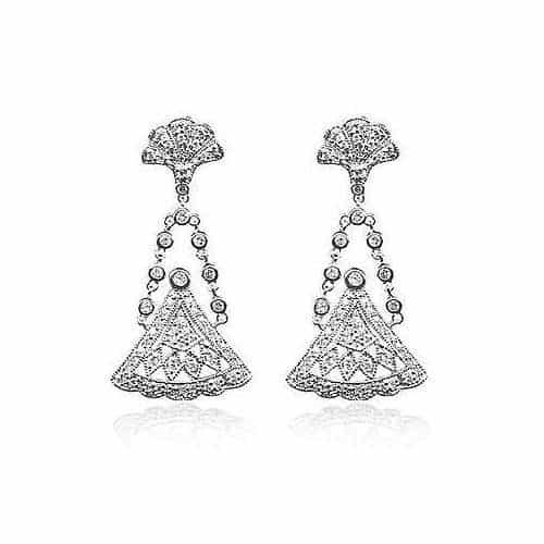 Sterling Silver Cz Vintage Chandelier Earrings
