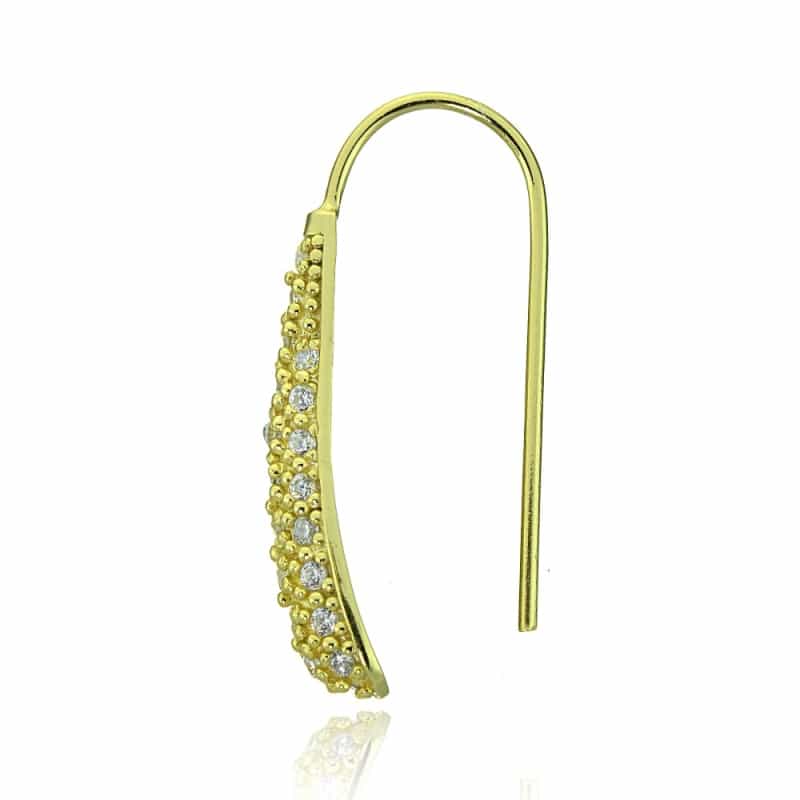 Gold Tone Over Sterling Silver Cubic Zirconia Teardrop Drop Hook Earrings
