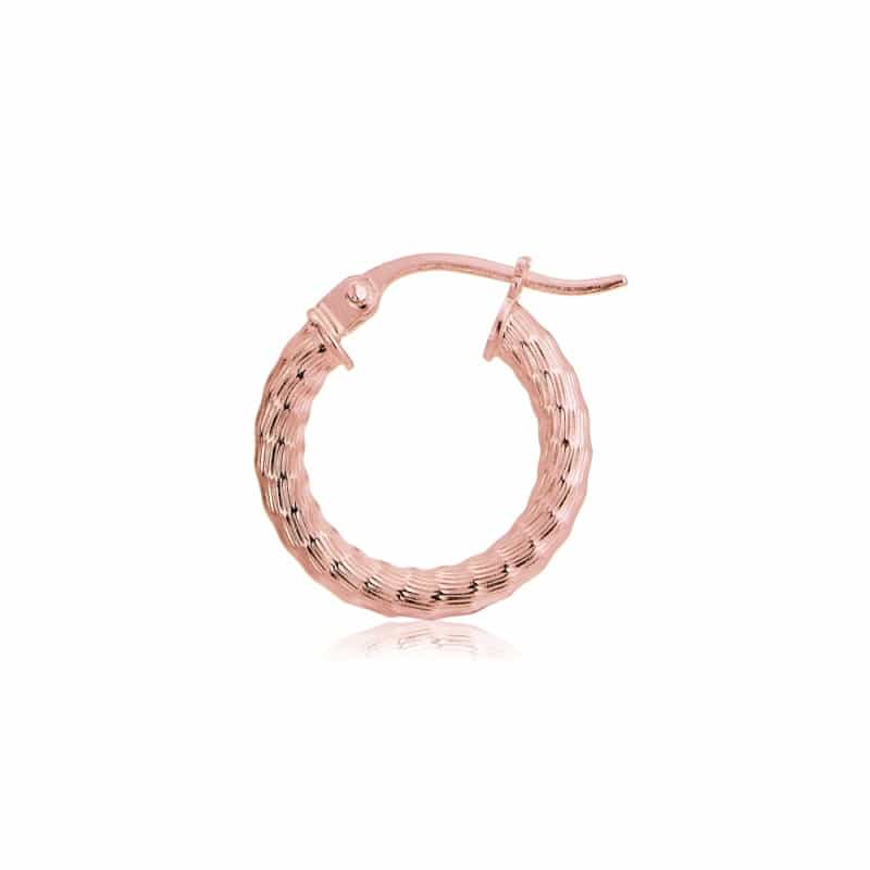 Rose Gold Tone Over Sterling Silver 2.5Mm Textured Round Hoop Earrings, 20Mm