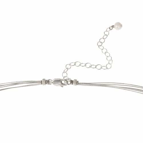 Sterling Silver Freshwater Cultured White Pearls & Beads 3-Row Graduating Necklace