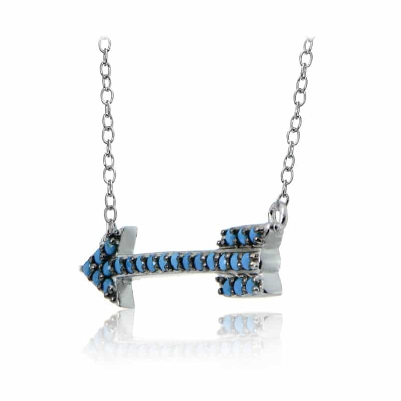 Sterling Silver Nano Created Turquoise Arrow Necklace