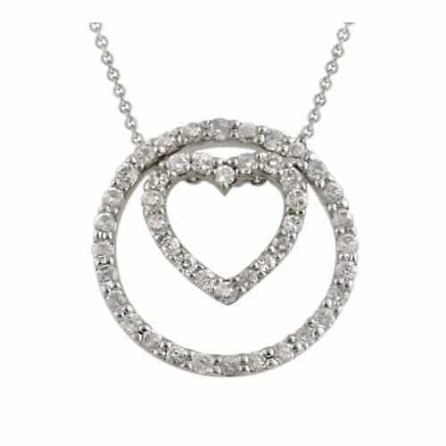 Sterling Silver 3 In 1 Cz Heart & Circle Pendant