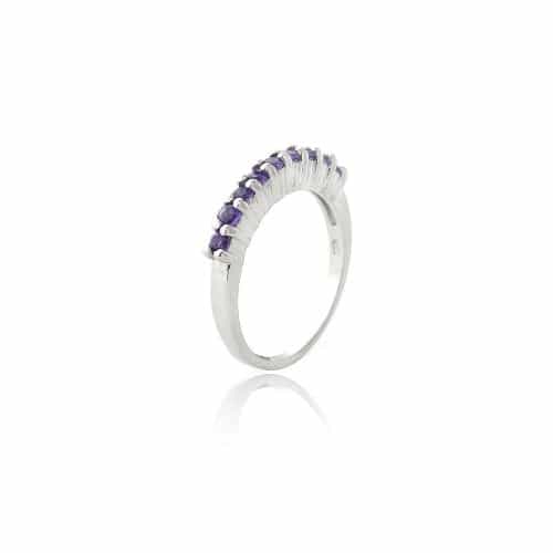 Sterling Silver Amethyst Semi-Eternity Band Ring