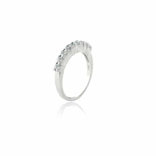 Sterling Silver Blue Topaz Semi-Eternity Band Ring