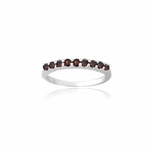 Sterling Silver Garnet Semi-Eternity Band Ring