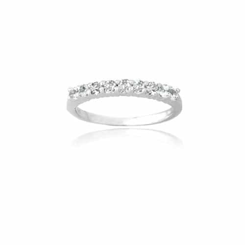 Sterling Silver White Topaz Semi-Eternity Band Ring