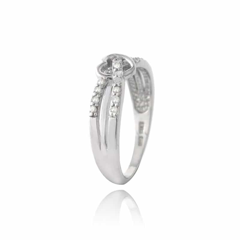 Sterling Silver 1/ Ct Diamond Twist & Heart Promise Ring