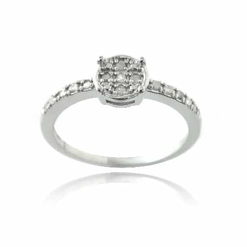 Sterling Silver 1/ Ct Diamond Round Promise Ring