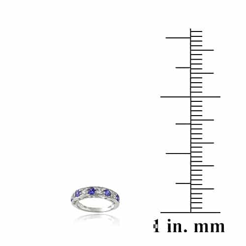 Sterling Silver 1.2Ct Created Blue & White Sapphire Half-Eternity Band Ring