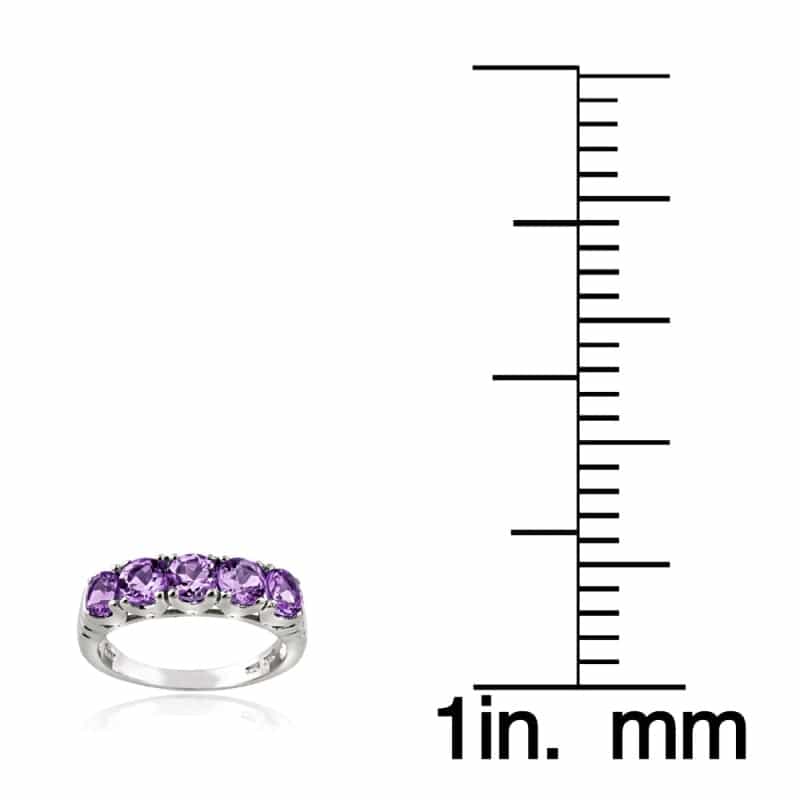 Sterling Silver Amethyst Half Eternity Band Ring