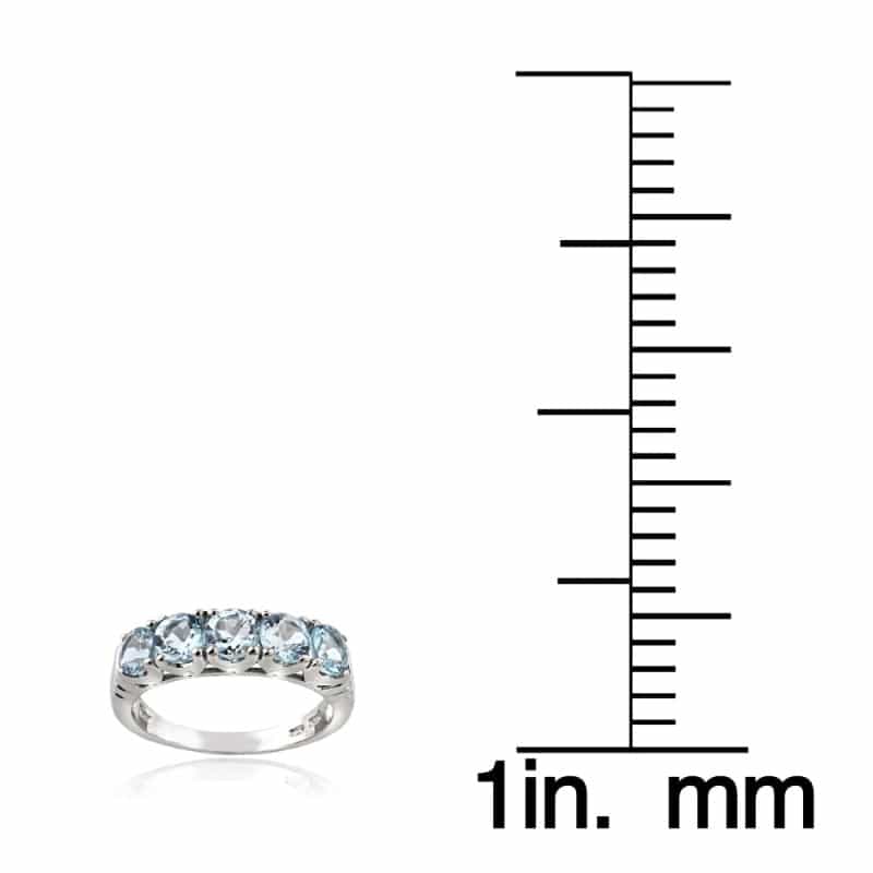 Sterling Silver Aquamarine Half Eternity Band Ring