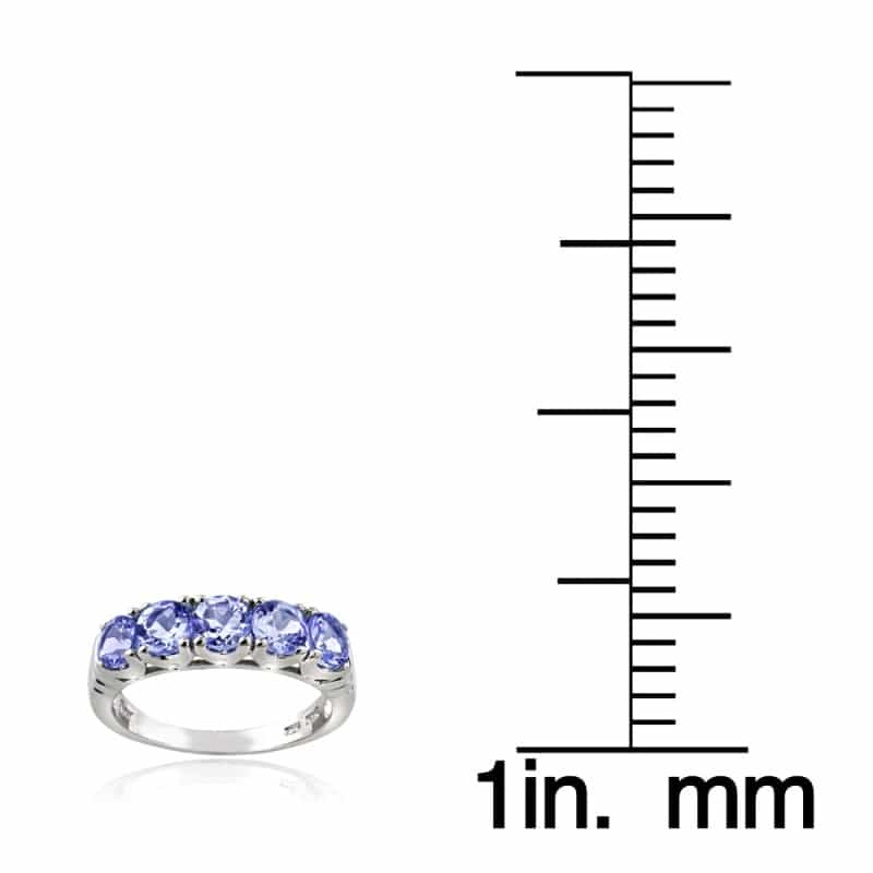 Sterling Silver Tanzanite Half Eternity Band Ring