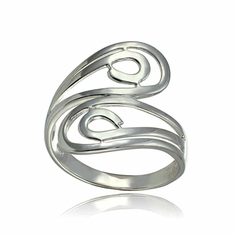 Sterling Silver High Polished Open Wrap Swirl Fashion Ring