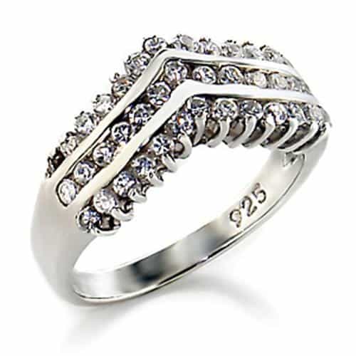 00516 High-Polished 925 Sterling Silver Ring With Aaa Grade Cz In Clear - 5