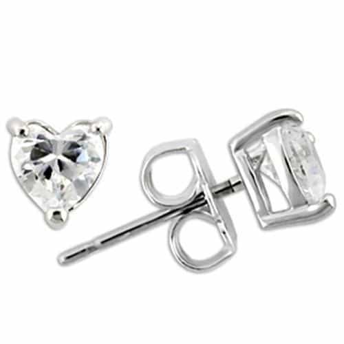 Rhodium 925 Sterling Silver Earrings With Aaa Grade Cz In Clear