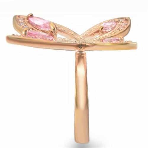 0W381 - Rose Gold Brass Ring With Aaa Grade Cz In Rose - 10