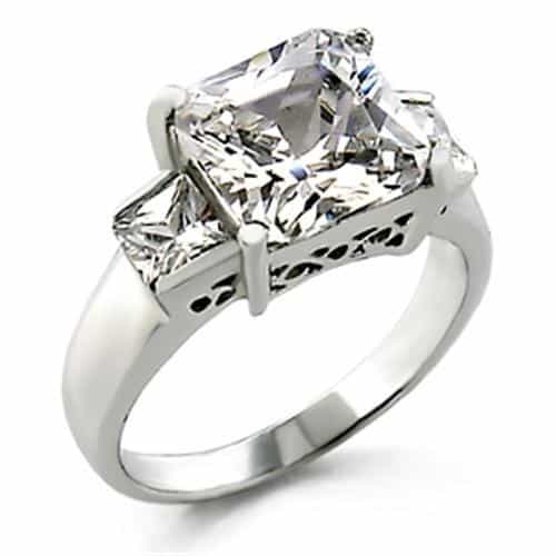 21209 - High-Polished 925 Sterling Silver Ring With Aaa Grade Cz In Clear - 5