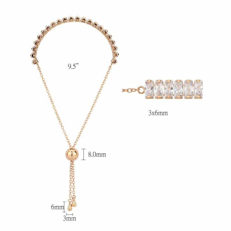 3W1678 - Rose Gold Brass Bracelet With Aaa Grade Cz In Clear - 9.5