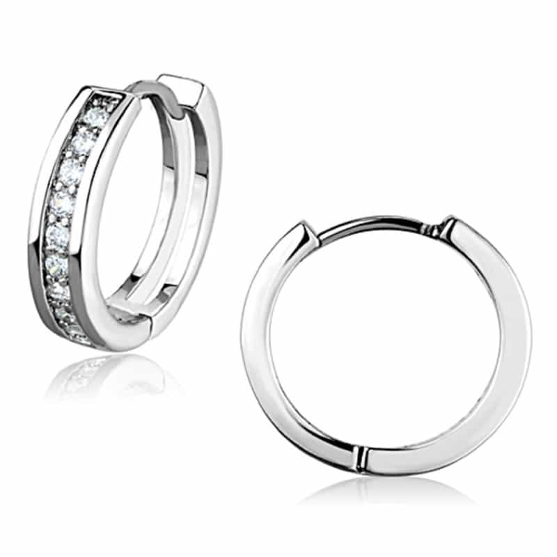 Rhodium Brass Earrings With Aaa Grade Cz In Clear