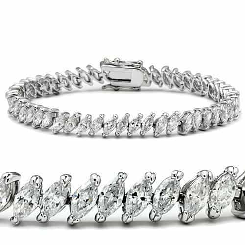 47106 - Rhodium Brass Bracelet With Aaa Grade Cz In Clear - 7"