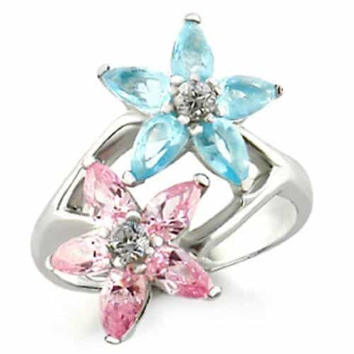 49811 - High-Polished 925 Sterling Silver Ring With Aaa Grade Cz In Multi Color - 10