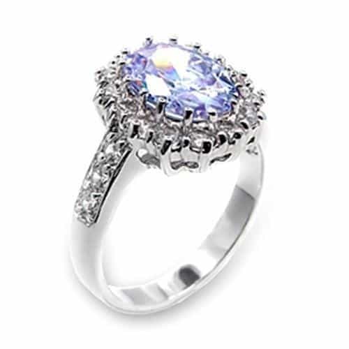 6X114 - Rhodium Brass Ring With Aaa Grade Cz In Light Amethyst - 5