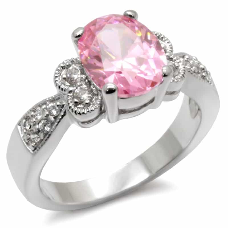 9X045 - High-Polished 925 Sterling Silver Ring With Aaa Grade Cz In Rose - 5