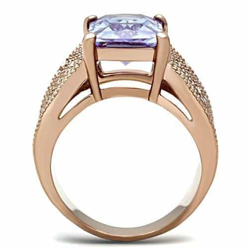 Gl236 - Ip Rose Gold(Ion Plating) Brass Ring With Aaa Grade Cz In Light Amethyst - 5