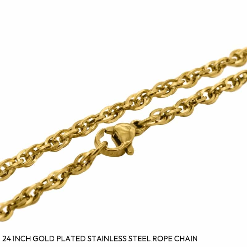 24" Gold-Plated Stainless Steel Rope Chain
