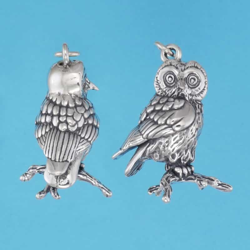 Saw Whet Owl Pendant - Sterling Silver
